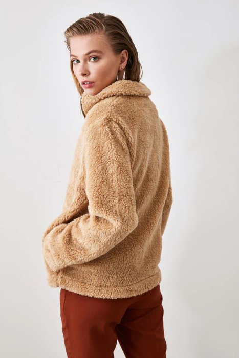 Collar Zipper Fur Coat