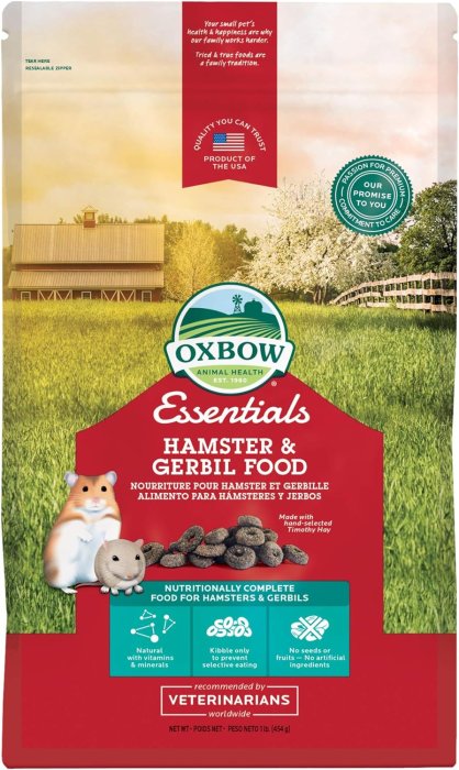 Oxbow Essentials Hamster Food and Gerbil Food - All Natural Hamster and Gerbil Food - 1 lb