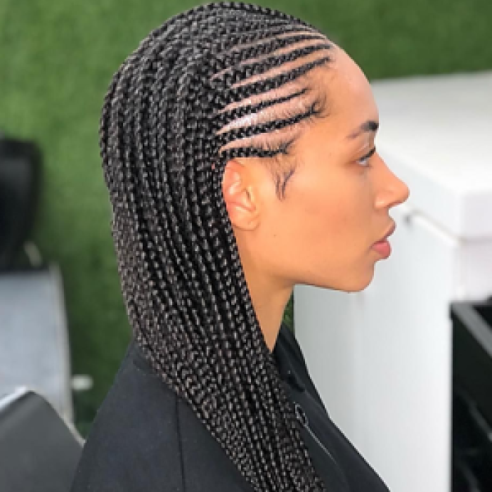 Half Cornrows/ Half Single