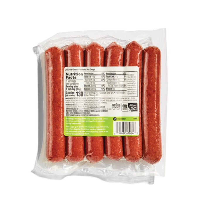 Beef Hot Dog Uncured Grass Fed
