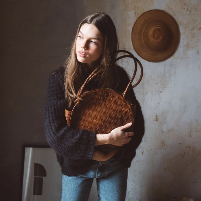 Natural U-Shopper with Leather Handles