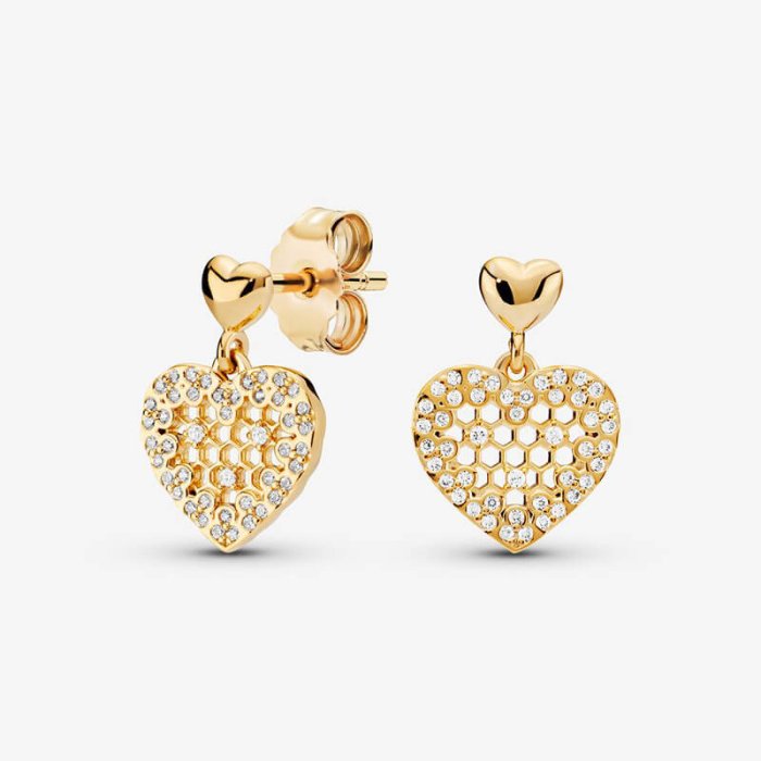Honey Comb Lace Heart Earrings