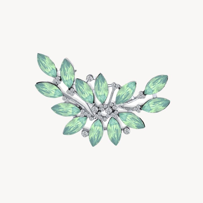 Crystal Leaf Brooch