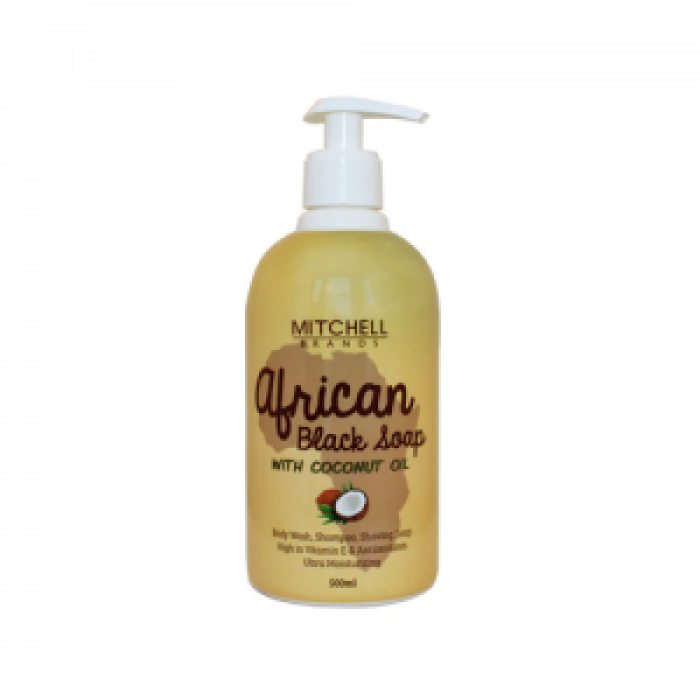 Mitchell Brands African Liquid Black Soap with Coconut Oil 500 ml / 16.90 fl oz