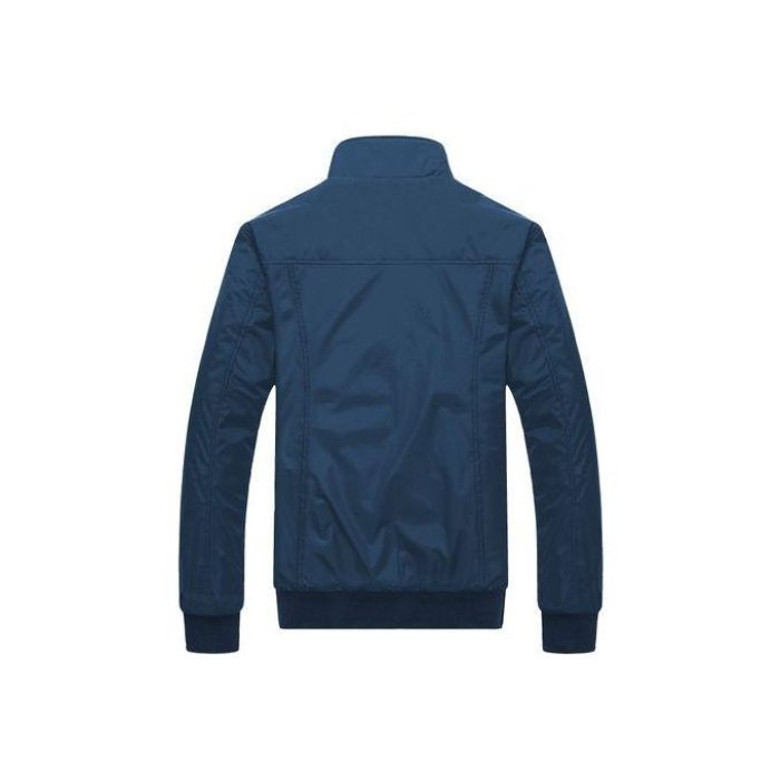 Men's Autumn And Fall Stand Collar Outerwear Jacket Coat- Blue