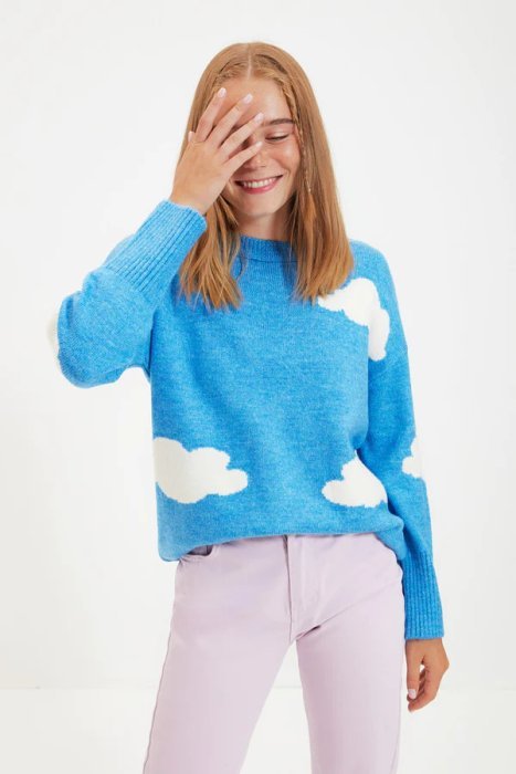Blue Knitwear Sweater
